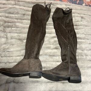 Gray Suede Knee-High Boots - call it spring